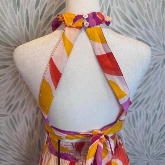 NEW Abel the Label Anthropologie Purple Pink Orange Tropical Maxi Dress Sz XS - Picture 3 of 8